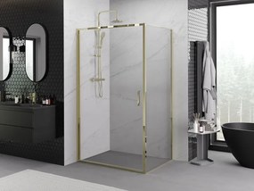Mexen Exo, výklopný sprchový kút 90 x 95 cm, číre sklo, zlatá, 817-090-095-50-00