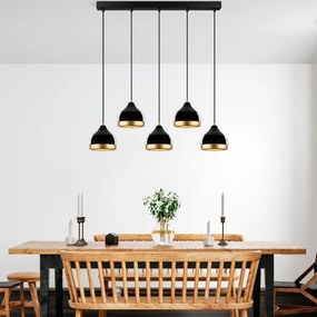 Závesný luster na lanku YILDO 5xE27/40W/230V čierna/zlatá