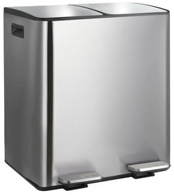 Oceľový odpadkový kôš 2x20 l na triedený odpad/nášľapný v matne striebornej farbe Aliya – Spirella