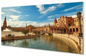 Sklenený obraz architektúra Spain Old Market 100x50 cm