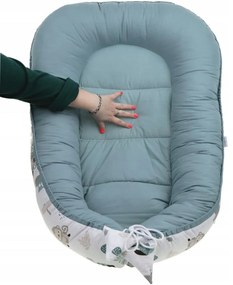 Obojstranné hniezdočko (kokon) pre bábätko - BABYMAM PREMIUM set 7v1 - Na safari so šedou minky