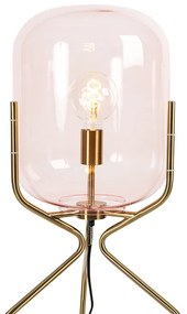 Stojaca lampa v štýle Art Deco mosadz s ružovým sklom - Bliss