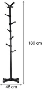 ModernHome Stojanový vešiak 180x48cm - čierny, YLT-0610 BLACK