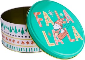 PEANUTS Dóza kulatá "FaLaLaLa" 16,7 cm - zelená/bílá
