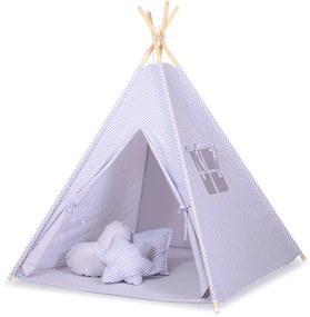 Bobono Stan Teepee pre deti + ozdobné perie - Sivé kvety