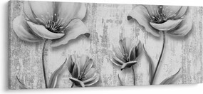 Obraz - Čiernobiele kvety na pozadí (120x50 cm)