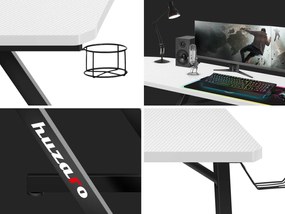Rohový PC stolík Hyperion 7.0 (čierna + biela). Akcia -22%. Vlastná spoľahlivá doprava až k Vám domov. 1087521