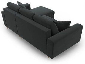 Tmavosivá zamatová rozkladacia/s úložným priestorom rohová pohovka Kyoto – Cosmopolitan Design