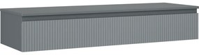 Mexen Rivel, kúpeľňová skrinka pod umývadlo 140 cm s hornou doskou, 1 zásuvka, drážkovaná, grafit matná - 91A20-14023-1-BFC66