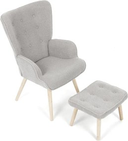 Kreslo sivé bouclé s podnožkou AK-319 GREY2