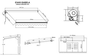 Kazetová elektrická markíza ISABELA 3x2.5m Sivo-Strieborná