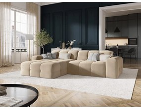 Béžová zamatová rohová pohovka (ľavý roh) Kendal - Micadoni Home