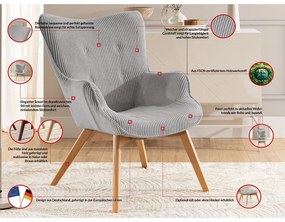 Sivé menčestrové kreslo Niko – Ropez