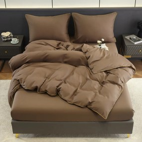 Dekorstudio Elegantné posteľné obliečky s lemovkou PGW - 05 v hnedej farbe Rozmer posteľných obliečok: Šírka x Dĺžka: 140x200cm + 1ks 70x80 cm