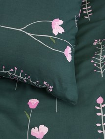 Bavlnená obliečka na vankúš Renforcé 70 × 90 cm - Vlčie maky tmavo zelené