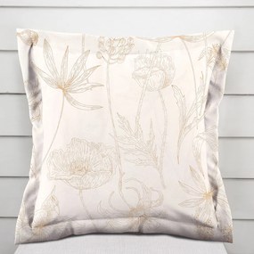 Biante Bavlnená obliečka na vankúš s lemom Sandra SA-425 Hnedé listy na smotanovom 60 x 60 cm