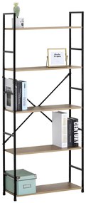 Autronic - Regál, 5 polic, dekor dub, MDF, černý lak - GD-225 OAK
