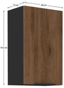 Horná kuchynská skrinka Monzesa 45 G 72 1F (orech okapi + čierna) . Vlastná spoľahlivá doprava až k Vám domov. 1096961