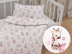 Biante Detské bavlnené posteľné obliečky do postieľky Sandra SA-438 Ružové žirafy na bielom Do postieľky 90x140 a 40x60 cm