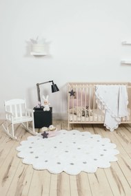 Lorena Canals koberce Pre zvieratá: Prateľný koberec Little Biscuit White - 140x140 kytka cm