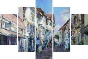 Obraz - Ulička starého mesta, akrylová maľba (150x105 cm)