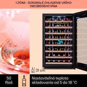 Klarstein Barossa 50 Uno, vinotéka, 120 l, 52 fliaš, 1 zóna, dotykový displej