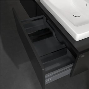 VILLEROY &amp; BOCH Legato závesná skrinka pod dve umývadlá, 2 zásuvky, 1600 x 500 x 380 mm, Black Matt Lacquer, B69200PD