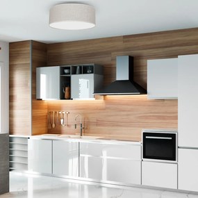 Stropné svietidlo Lino Round, 1x ľanové tienidlo, (biele plexisklo), (fi 50cm)