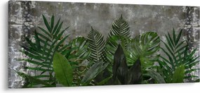Obraz - Betónový múr s rastlinami (120x50 cm)