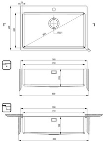 Deante Olfato, 1-komorový nerezový drez 760x505x203mm, oceľová, DEA-ZPO_010C