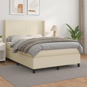 Boxspring posteľ s matracom krémová 140x190 cm umelá koža 3132377