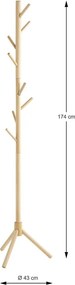 Stojací vešiak Nora, prírodné  drevo