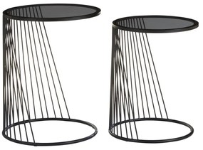 Okrúhle odkladacie stolíky so sklenenou doskou v súprave 2 ks Trento – Premier Housewares