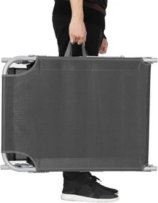 Skladacie lehátko so strieškou, 53 x 193 x 29,5 cm, nosnosť do 150 kg, tmavošedé