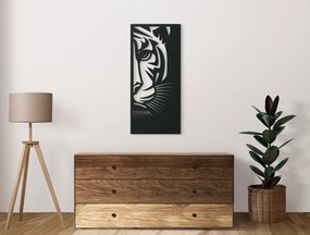 drevko Drevený obraz Striehnuci tiger Rozmer obrazu: 44,5 x 20 cm, Farba dekorácie: Čierna