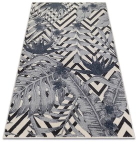 Koberec HEOS 78540  krémovo / modrý LISTY DŽUNGLE