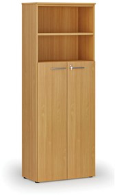 Kombinovaná kancelárska skriňa PRIMO WOOD, dvere na 4 poschodia, 2128 x 800 x 420 mm, buk