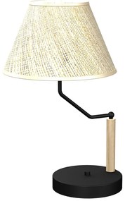 Stolná lampa Etna, 1x slonovinové ľanové tienidlo, b/drevo
