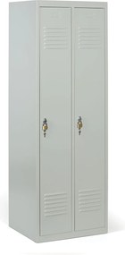 Kovová šatníková skrinka S2, 2-dverová, 1800 x 600 x 500 mm, otočný zámok, sivé dvere