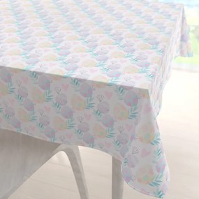 Biante Veľkonočný teflónový štvorcový obrus TF-073 Pastelové kraslice na bielom 140x140 cm