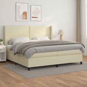 Boxspring posteľ s matracom krémová 200x200 cm umelá koža 3132461