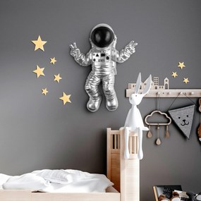 Nástěnná dekorace Astronaut stříbrná/černá