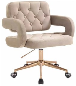 LuxuryForm DESIGN Stolička ADRIA VELUR na zlatej podstave s kolieskami - latte