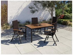 Livarno home Hliníkový záhradný stôl Valencia, hnedý/čierny + Skladacie kreslo Valencia, hnedé, 4 kusy  (800008286)