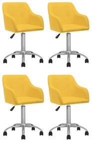 Otočné jedálenské stoličky 4 ks žlté látkové