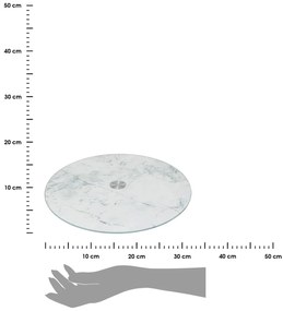 Sklenený otočný servírovací podnos White Marble, (fi) 32 cm