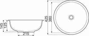 Novoterm Keramické umývadlo na dosku NV-KR-354 čierna/ornament