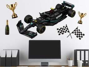 Čierna zmes Mercedes textilní prelepiteľná nálepka na stenu list 75 x 48 cm