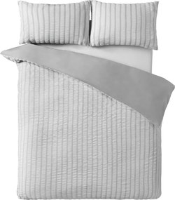 Sivé 3-dielne obliečky na dvojlôžko 200x200 cm So Soft Seersucker Stripe – Catherine Lansfield