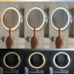 Rea Glow, kozmetické LED zrkadlo nástenné 20 cm, chrómová, HOM-70003